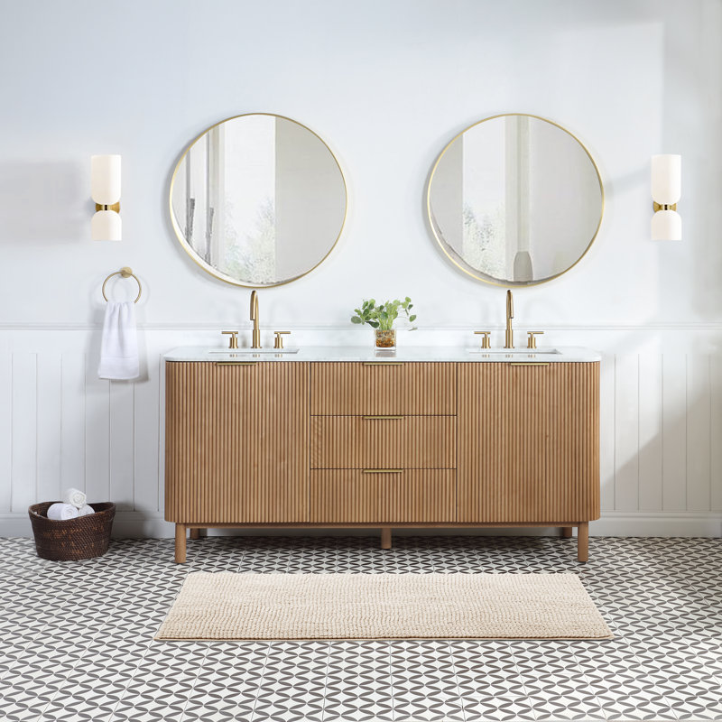 Hokku Designs Amymarie 72'' Double Bathroom Vanity with Carrara Marble